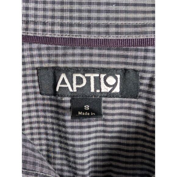 APT. 9 Mens Button Up Shirt Plaid Long Sleeve Gray Cotton Boho Formal Small - Picture 4 of 15